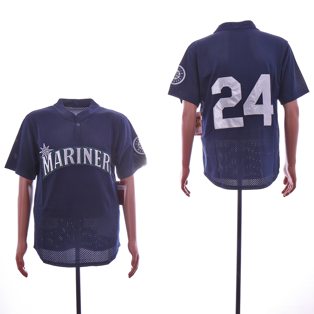 Men Seattle Mariners #24 Griffey Blue Throwback MLB Jerseys->seattle mariners->MLB Jersey